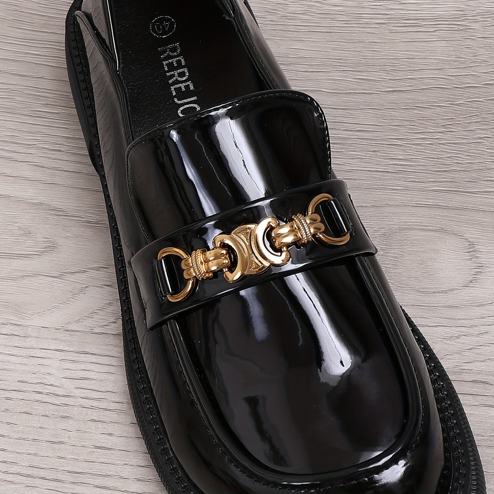 Women's Metallic Chunky Heel Loafers Work Shoes