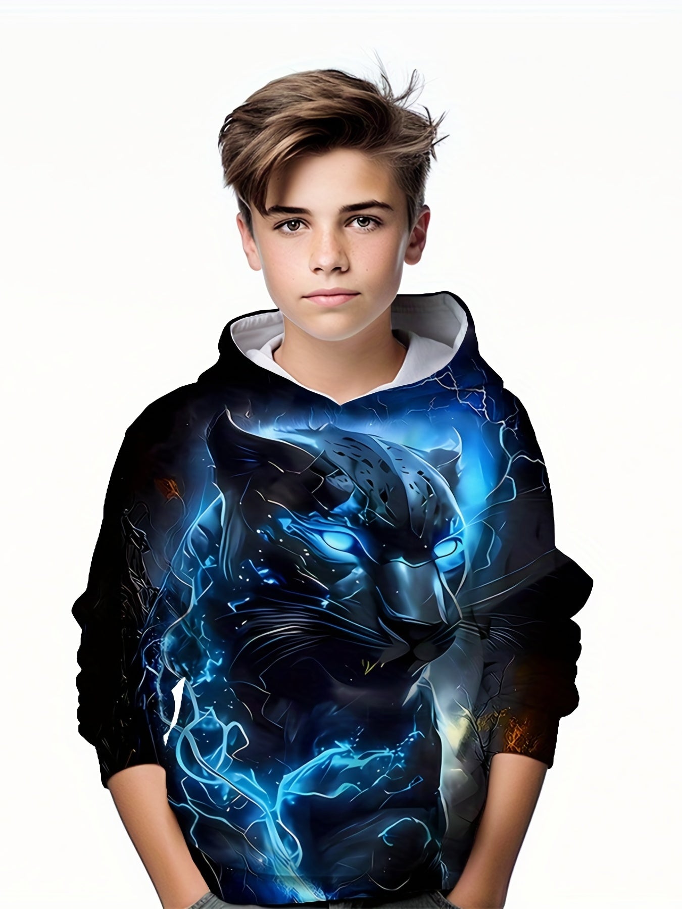 Kids Leopard Print Hoodie Street Wear Sweatshirt