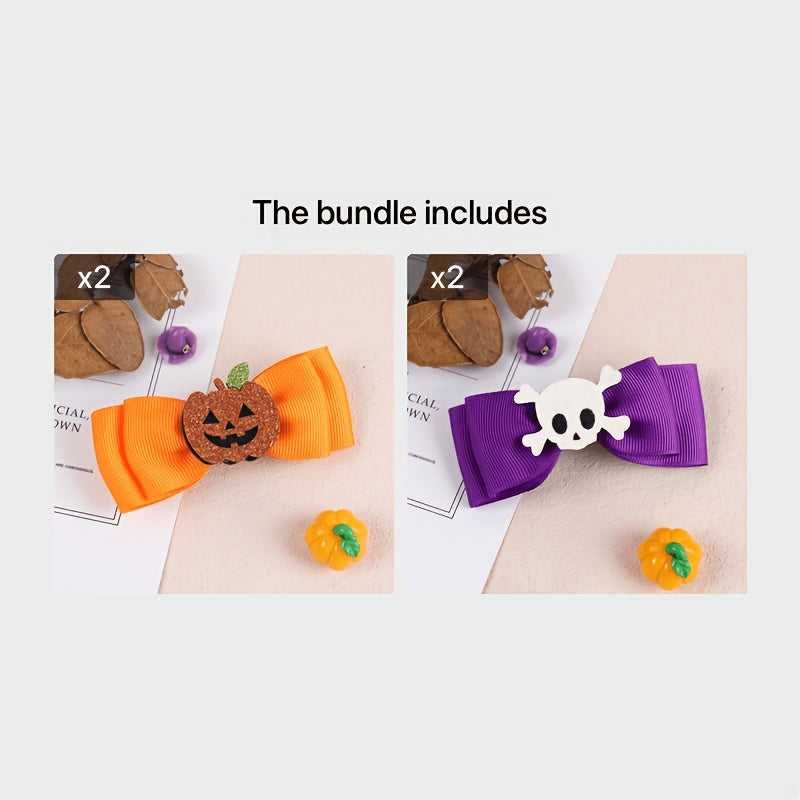 2pcs Halloween Double Bow Hairpin for Girls