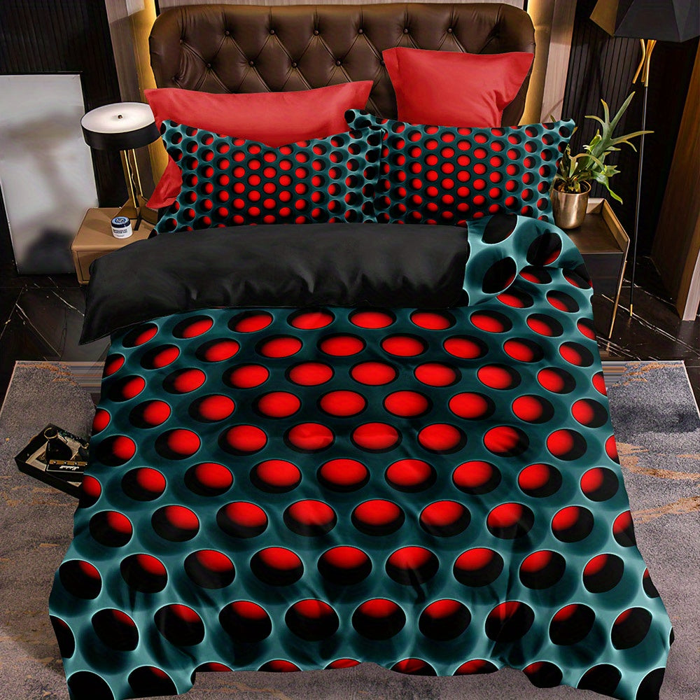 3pcs 3D Hexagon Pattern Duvet Cover Set with 2 Pillowcases