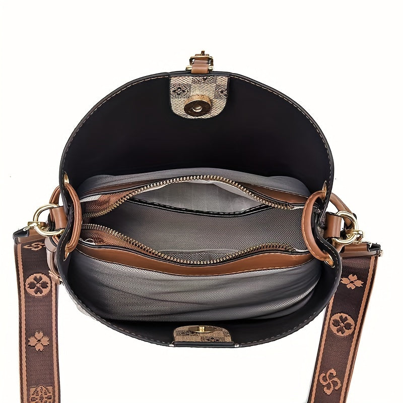 Plaid Satchel Crossbody Bag PU Leather Classic Shoulder Bag