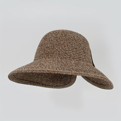 Wide Brim Straw Sun Hat with Bow for UV Protection