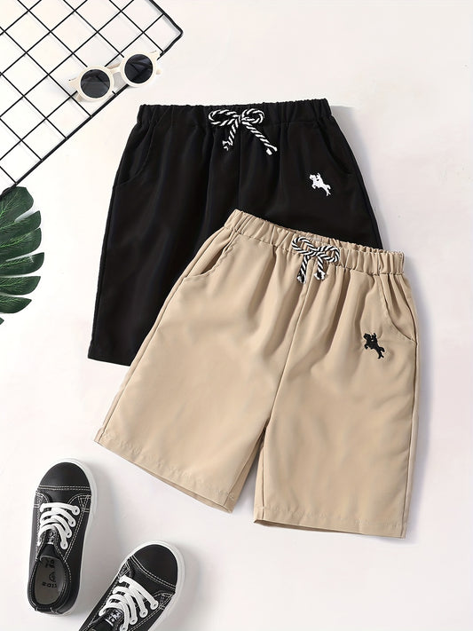 2pcs Boys Horses Print Shorts for Summer Kids Clothes