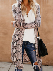  Snake Skin Print Long Sleeve Open Front Cardigan