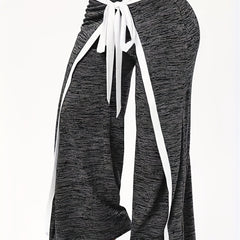  Colorblock Wide Leg Pants with Bow Knot Detail