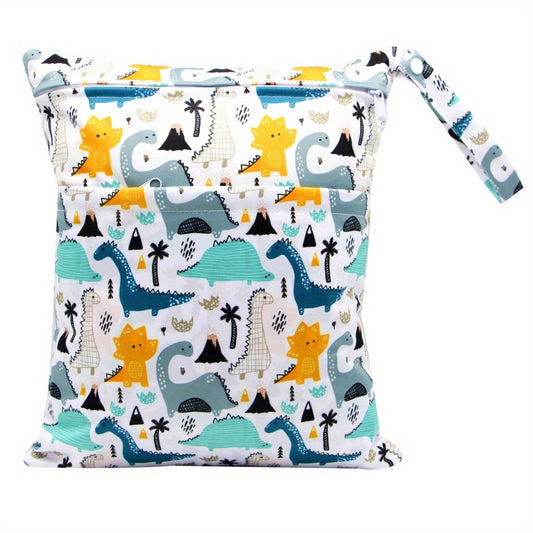 Cartoon Wet & Dry Bag Waterproof Reusable 2 Zippered Pockets & Handle