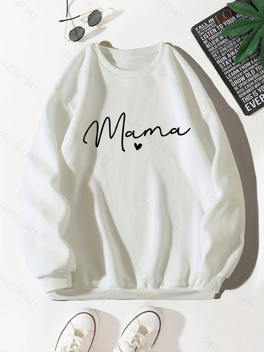 Letter Print Crew Neck Sweatshirt for Women