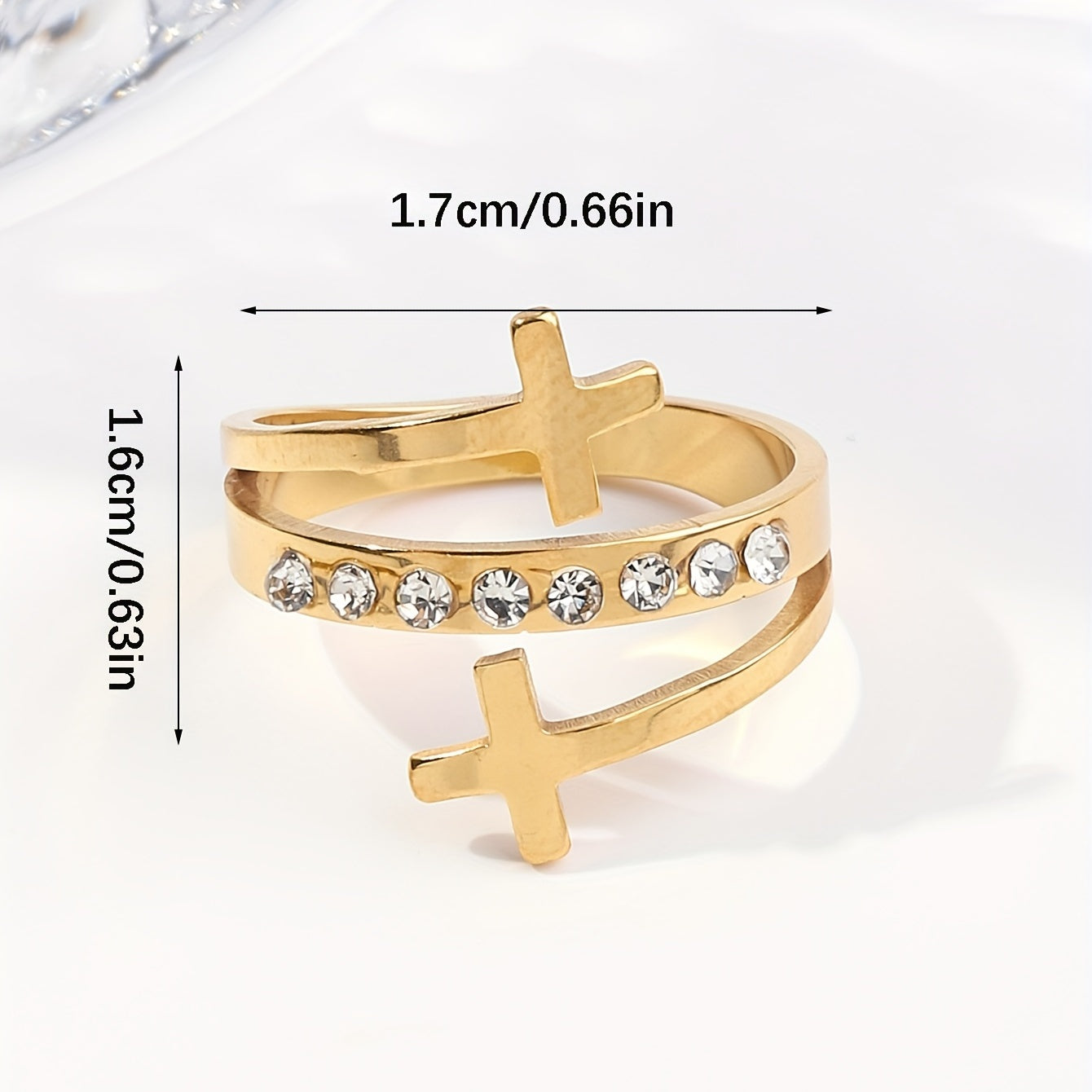 Dot Double Cross Classic Ladies Ring