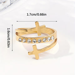 Dot Double Cross Classic Ladies Ring