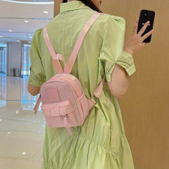 Mini Solid Backpack Purse Quilted Detail Shoulder Phone Bag