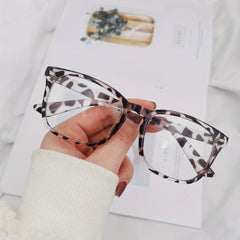 Square Frame Rivet Decor Clear Lens Glasses