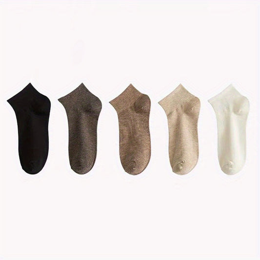 5 Pairs Solid Short Socks Soft & Comfy Women's Stockings & Hosiery