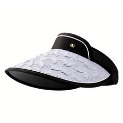 Embossed Women Visor Hat Wide Brim UV Protection Sun Hat