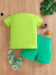 Boys Tractors Print T-shirt & Shorts Summer Outfit