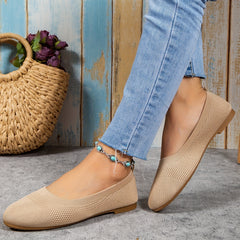 Women's Knitted Flat Shoes Soft Sole Slip On Casual Walking Flats
