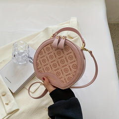 Vintage Round Crossbody Bag Geometric Print Shoulder Bag