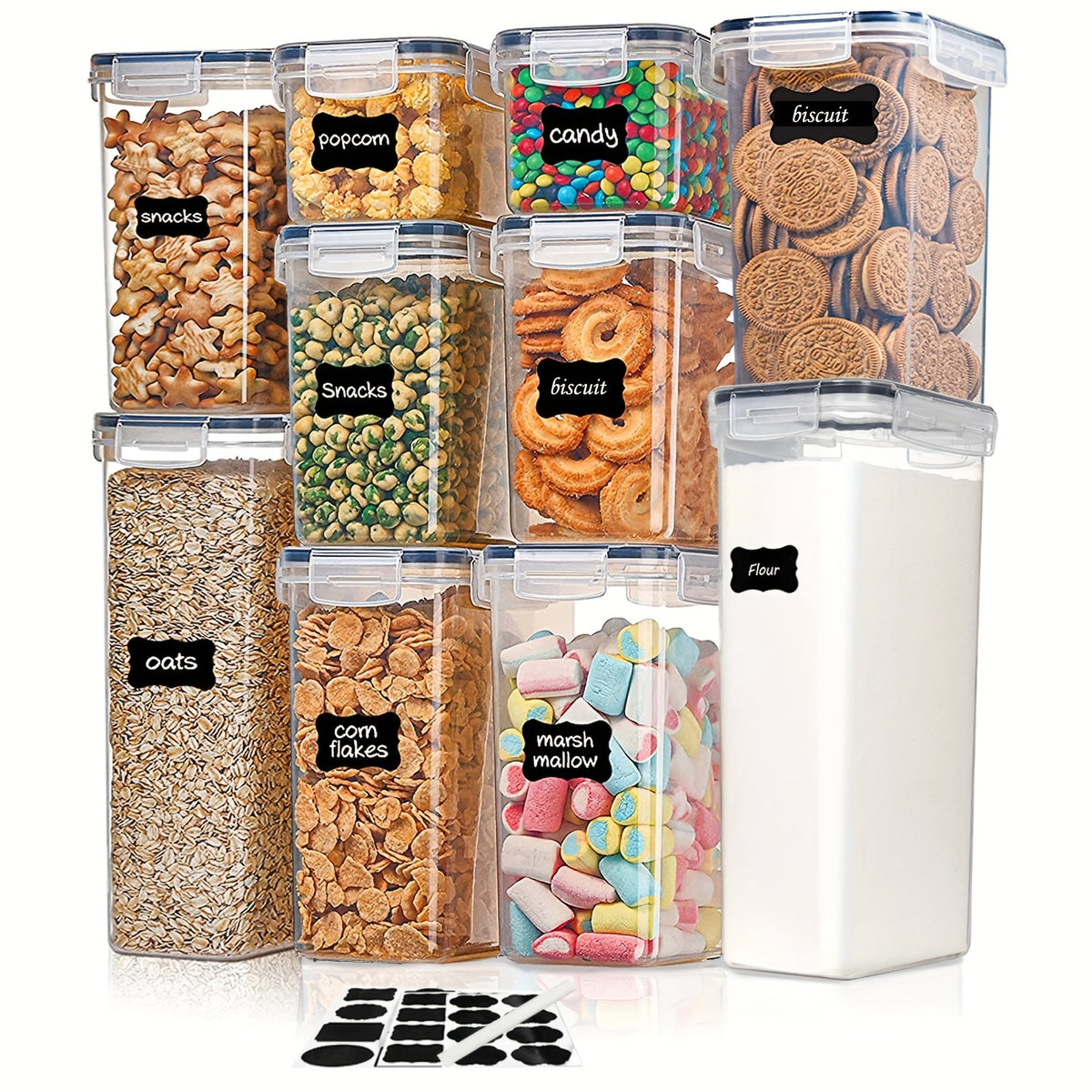 10pcs Airtight Food Containers Set With Lids BPA-Free Kitchen Canisters