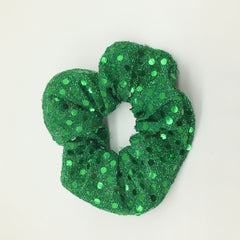 Large Green Sequin Scrunchie Hair Tie Ponytail Holder