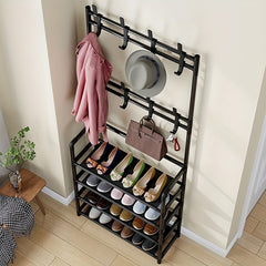 Clothes Rack Shoe Storage Shelf Hanging Clothes Stand Hats Coats Drying Rack