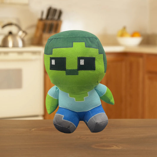 Green Pixel Plush Doll Soft Stuffed Animal Toy with Square Interactive Kids Gift