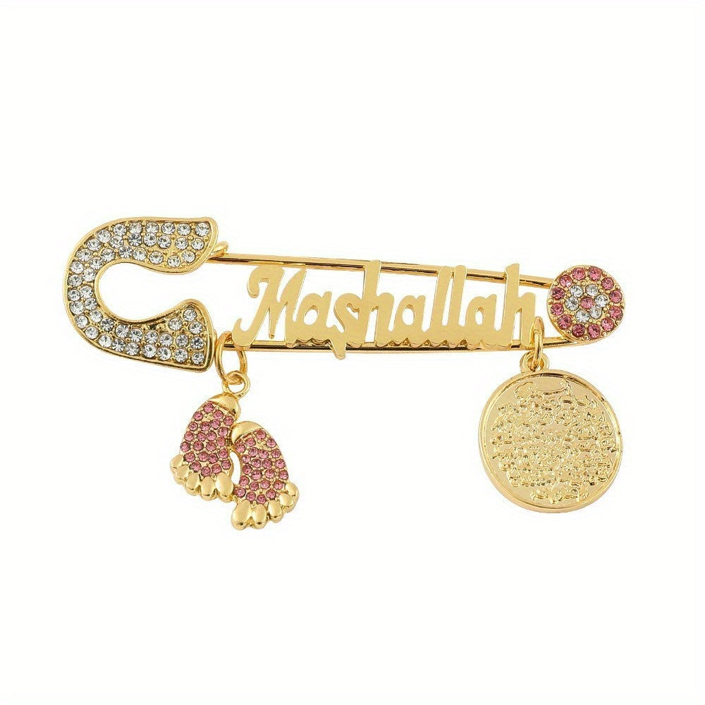 Faux Diamond Inlaid English Alphabet Brooch