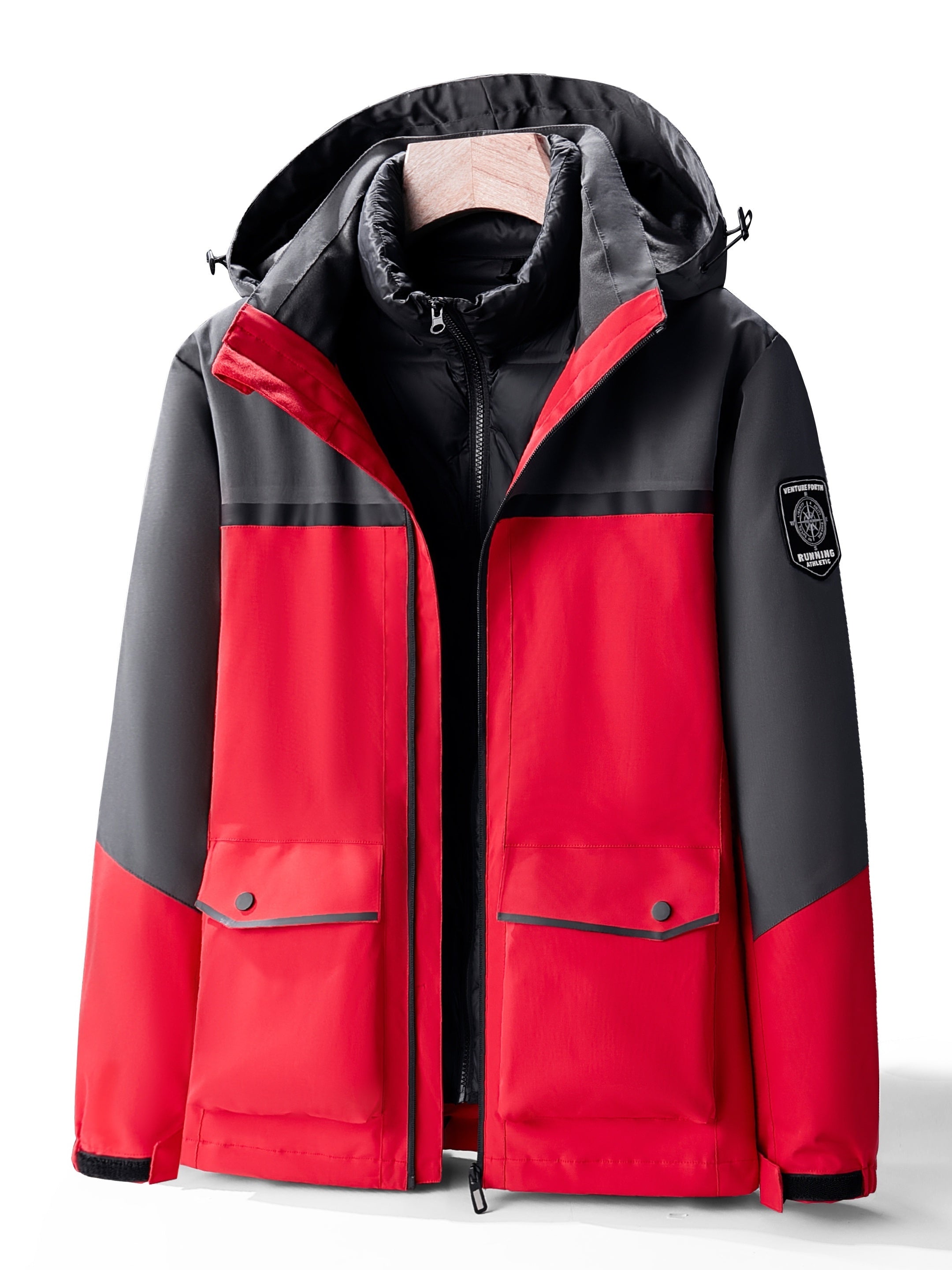 Unisex Ski Jacket with Detachable Fleece Coat Thermal Waterproof Windproof