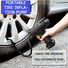 120W Portable Car Air Compressor Inflator Handheld Pump LED Light