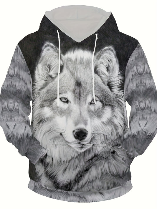 3D Digital Cat Print Hoodies For Men Graphic Sweatshirt With Kangaroo Pocket