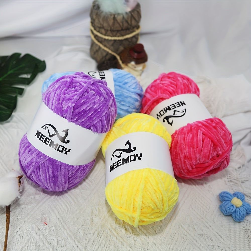 3pcs Chenille Velvet Yarn Knitting Yarns Soft Comfortable Yarn