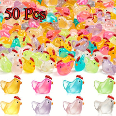 50pcs Glow Dark Chicks ABS Resin Figurines DIY Crafts Sand T