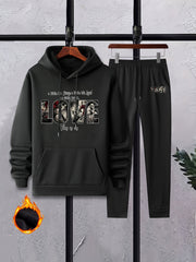Men's Casual Long Sleeve T Shirt Hooded Sweatshirt & Sweatpants Set