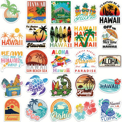 50pcs Hawaiian Landscape Vinyl Stickers for Water Bottle Laptop
