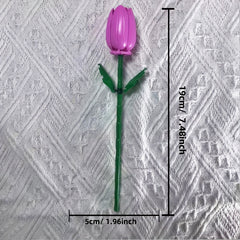 DIY Flower Bouquet Set with Colorful Plastic Flowers and Green Stems