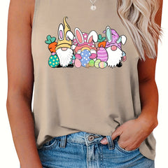 Easter Gnomes Print Plus Size Tank Top