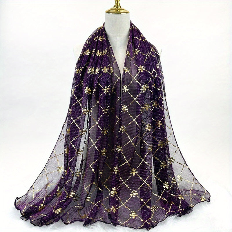 Boho Hot Stamping Hijab Solid Crinkle Scarf Vintage Shawl
