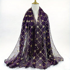 Boho Hot Stamping Hijab Solid Crinkle Scarf Vintage Shawl