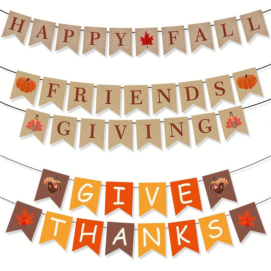 Thanksgiving Decoration Flag Pumpkin Maple Leaf Turkey Flag Banner