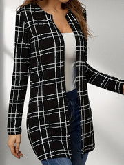 Windowpane Long Length Jacket Casual Open Front