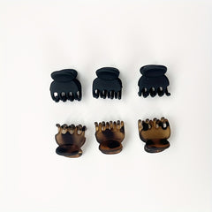 6pcs Vintage Matte Hair Claw Mini Plastic Shark Claw Ponytail Holder