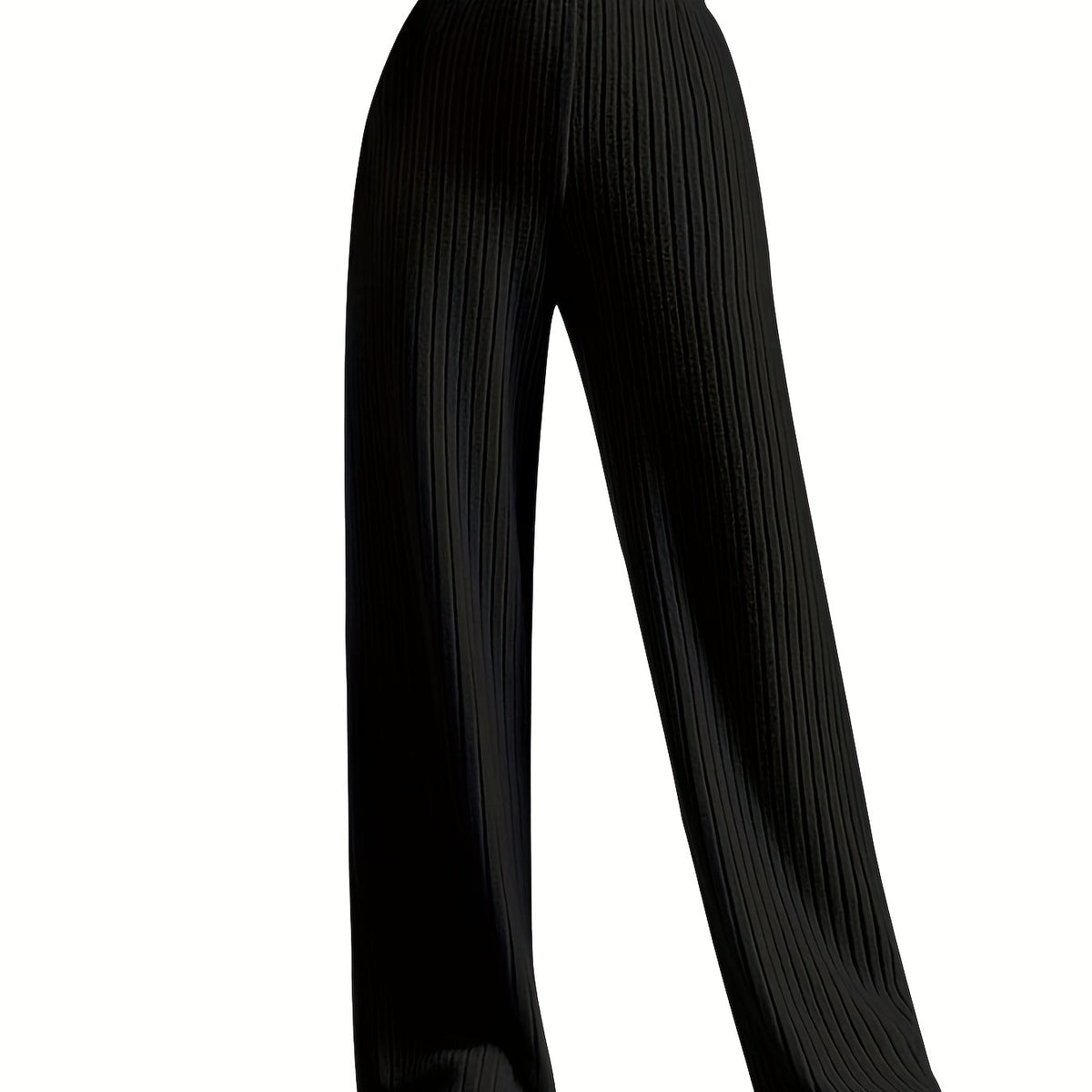 Ribbed Wide Leg Pants High Waist