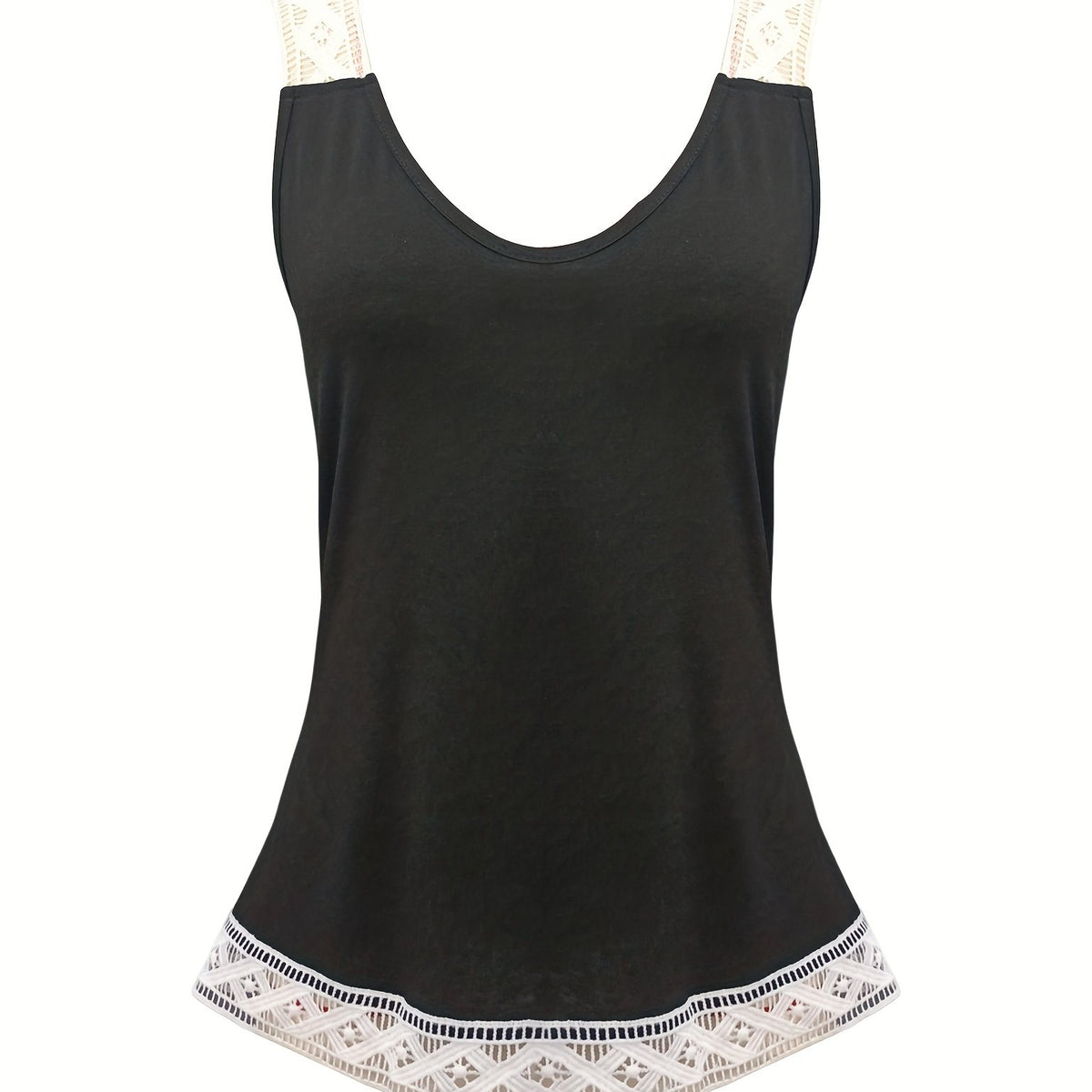 Lace V-Neck Tank Top Women's Casual Sleeveless Summer Shirt