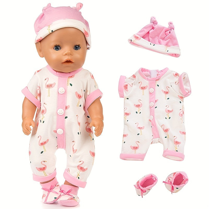 Newborn Doll Pajamas Set With Hat And Shoes
