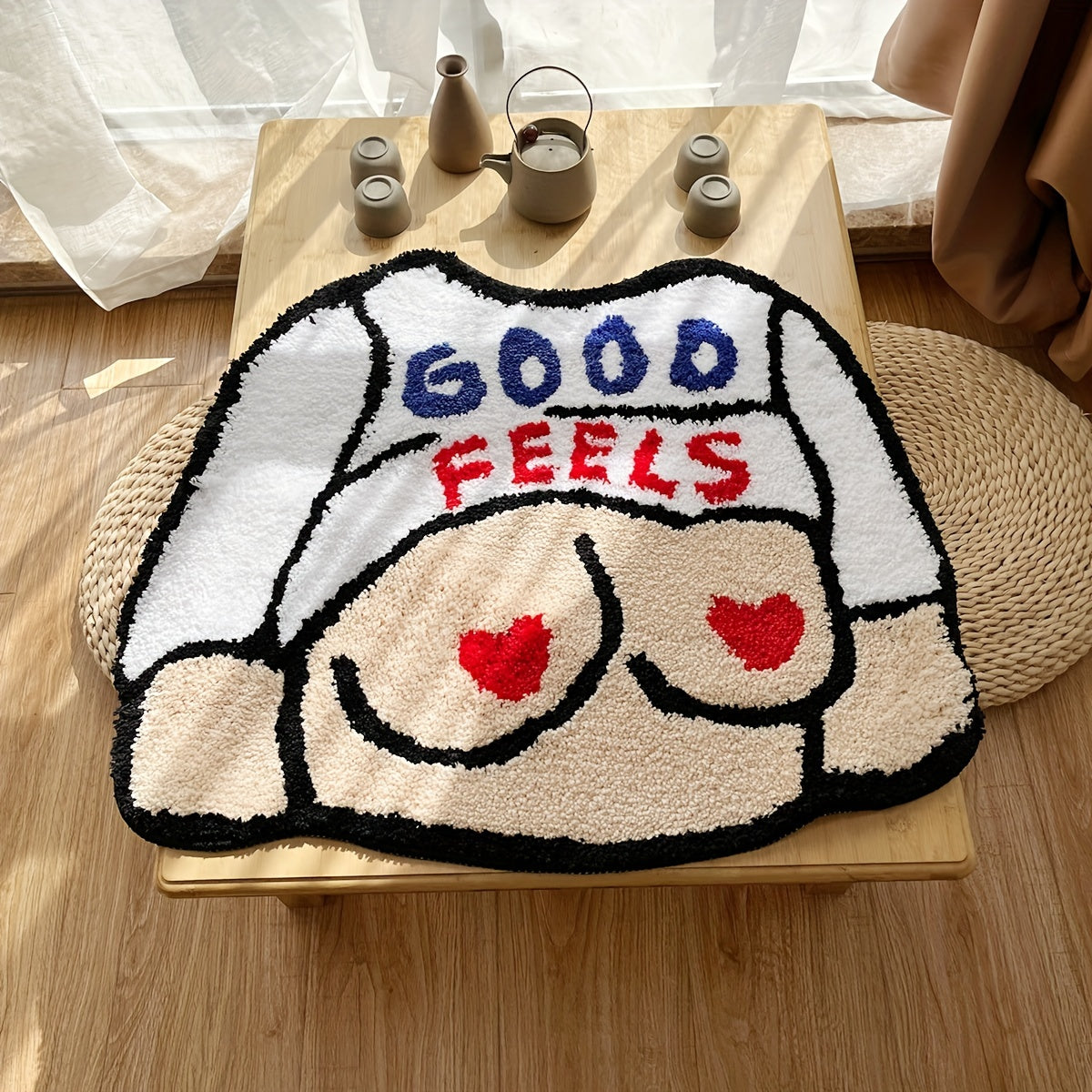 Plush Body Shape Bathroom Rug Mat Washable Non Slip Soft Faux Cashmere Carpet