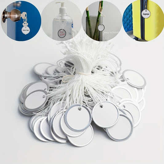 50pcs 3 Metal Rim Key Tags Blank Paper Tags with Strings for Keys