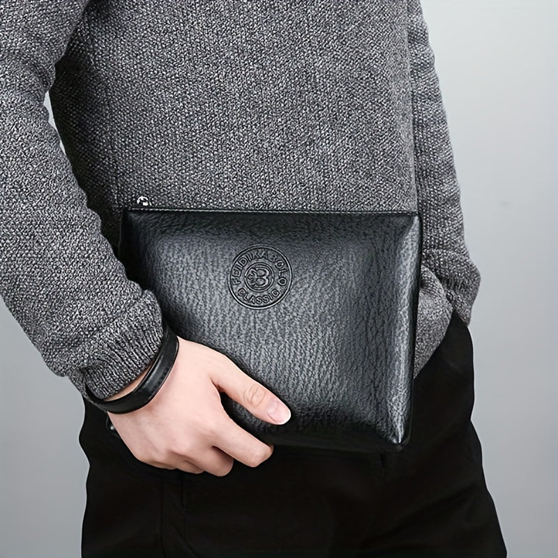 Men's Clutch Envelope Bag Business Casual Handbag Zipper Money Clip