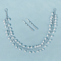 Faux Pearl Decor Hair Clip Headband Bridal Wedding Headwear Hair Accessory