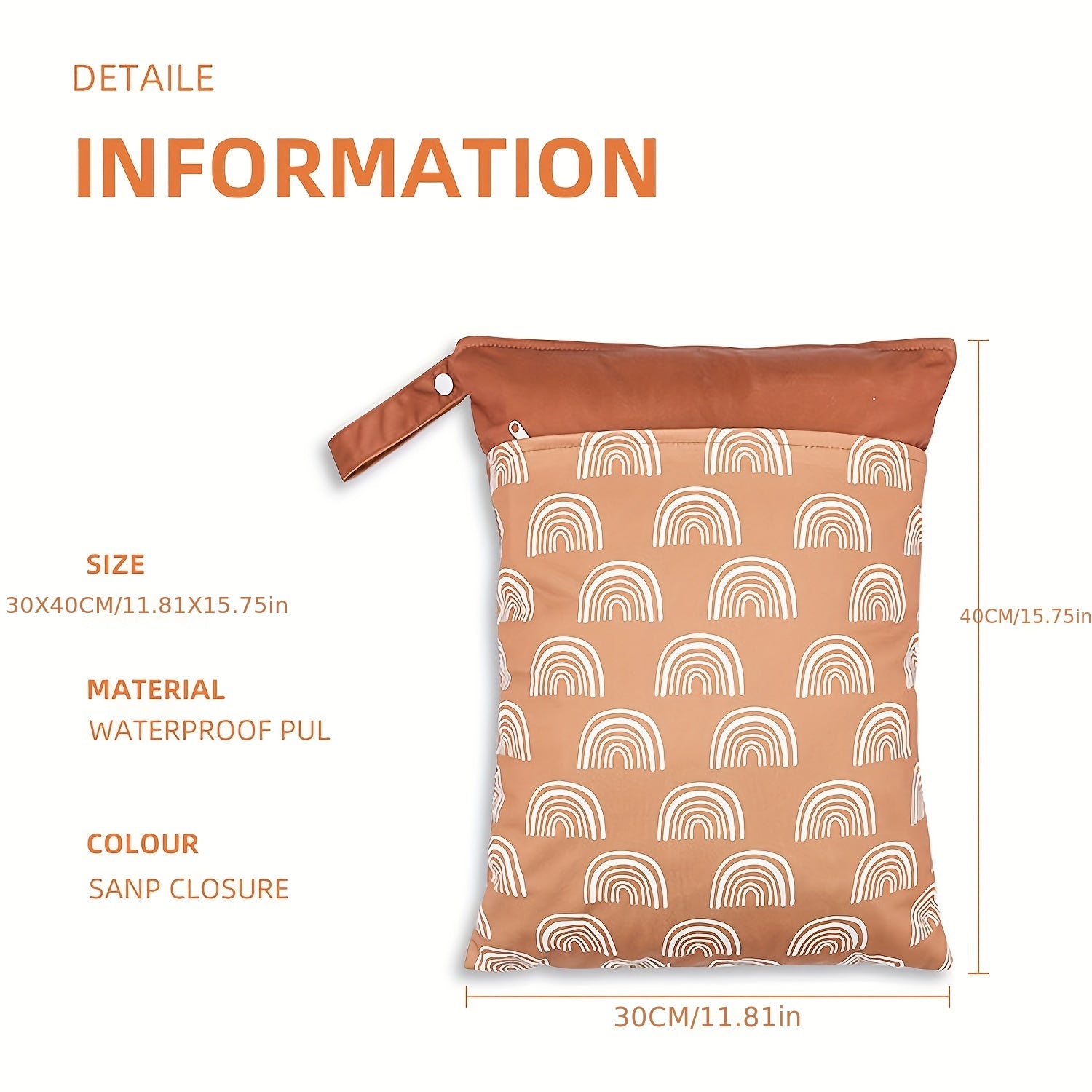 Reusable Wet Dry Bag 2 Zippered Pockets Handle for Baby Cloth Diapers Breast Pum