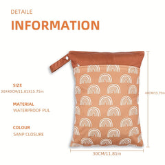 Reusable Wet Dry Bag 2 Zippered Pockets Handle for Baby Cloth Diapers Breast Pum
