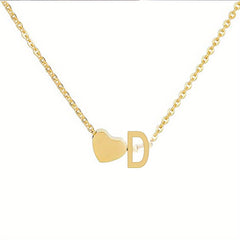26 Letters Pendant Necklace & Chain Bracelet Set for Women & Girls