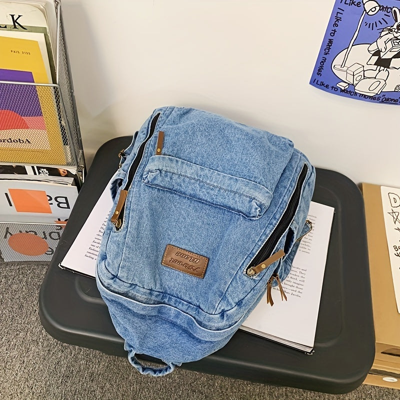 Stylish Denim Backpack with Laptop Compartment